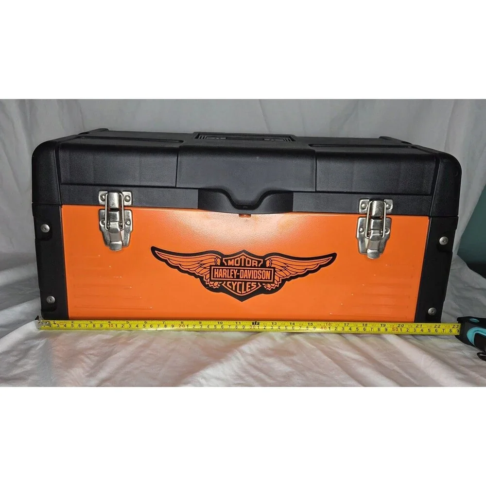 Harley-Davidson Orange and Black 22-Inch Metal & Plastic Toolbox W/ Tray HDDX-22